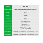 RELIFE F-21 10CC Lead-free and Halogen-free Tin Soldering Paste For PCB Rework Welding Flux Syringe Type Emulsified Solder