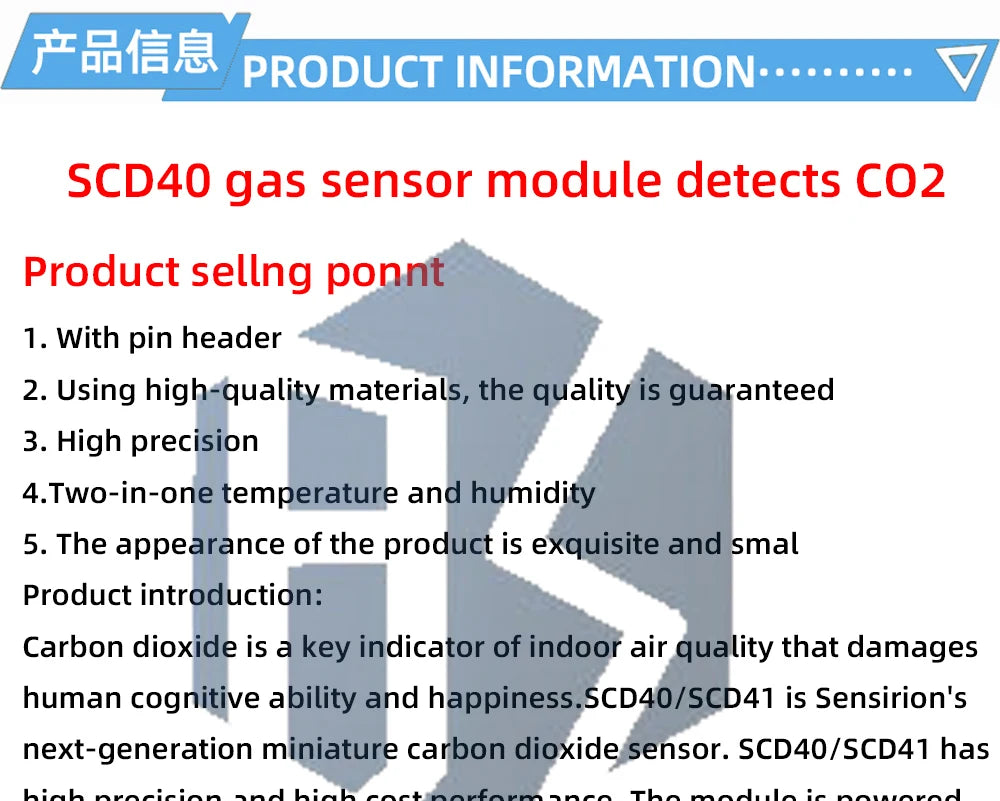 SCD40/SCD41 CO2 Sensor Module - NDIR Technology with Temperature & Humidity (I2C Interface for Arduino