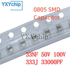 10PCS 0805 33NF 50V 100V333J 33000PF 5% NPO C0G SMD Chip Multilayer Ceramic Capacitor 0.033UF