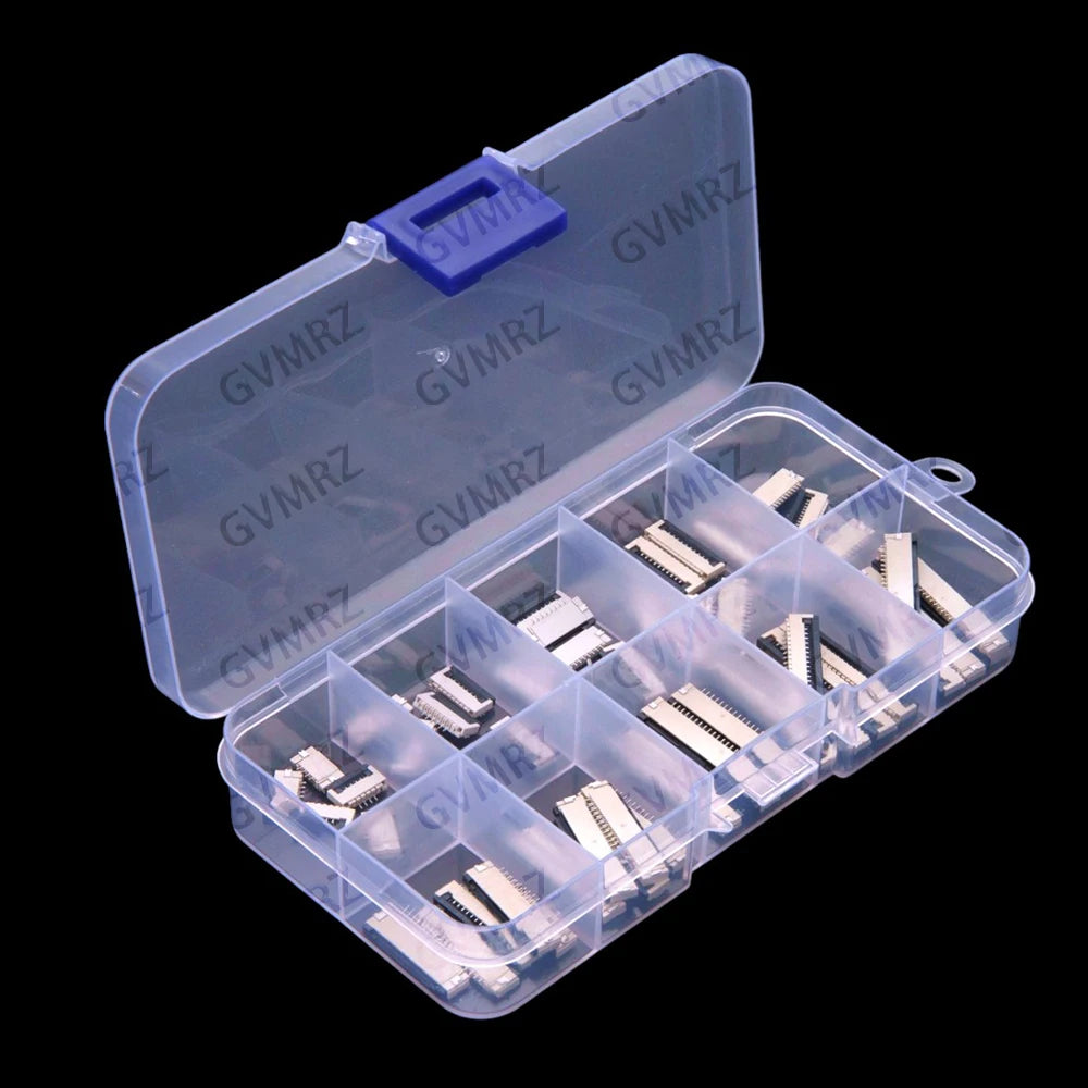 50PCS FFC FPC Connector 1.0mm 4/6/8/10/12/14/16/20/22/24 Pin Top Contact Flat Cable Connector Socket Sets 4P 6P 8P 10P 12P