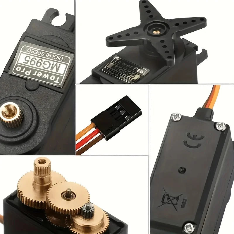 MG995 55g High-Speed 180-Degree Micro Servo Motor with Metal Gear - Ideal for RC Robot, Helicopter, Car, and Boat Control - Fast