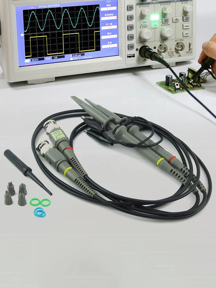 2pcs P6100 BNC Oscilloscope Probe Kit DC-6MHz DC-100MHz 1X 10X High Precision Scope Analyzer Clip Testing Probes