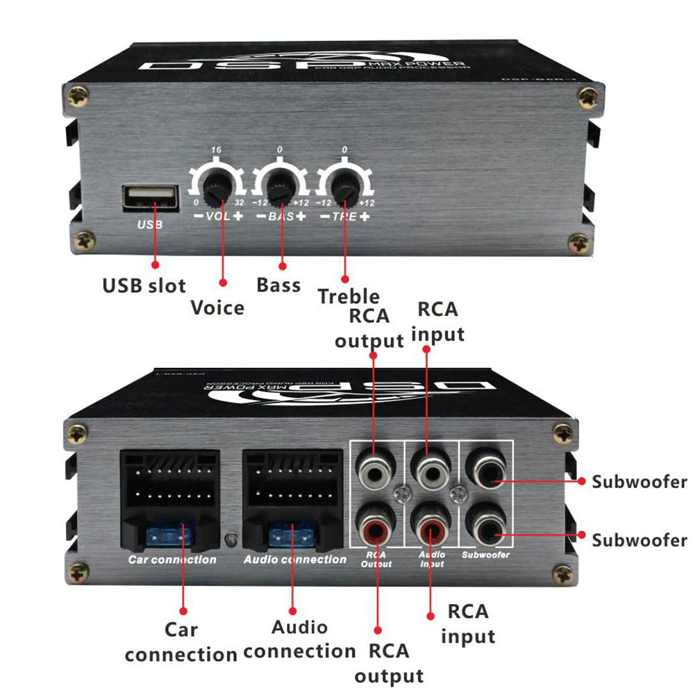 4x50W DSP Car Power Amplifier Support APP Control Audio Digital Sound Processor Car DSP Amplifier for Car Audio Enhancement