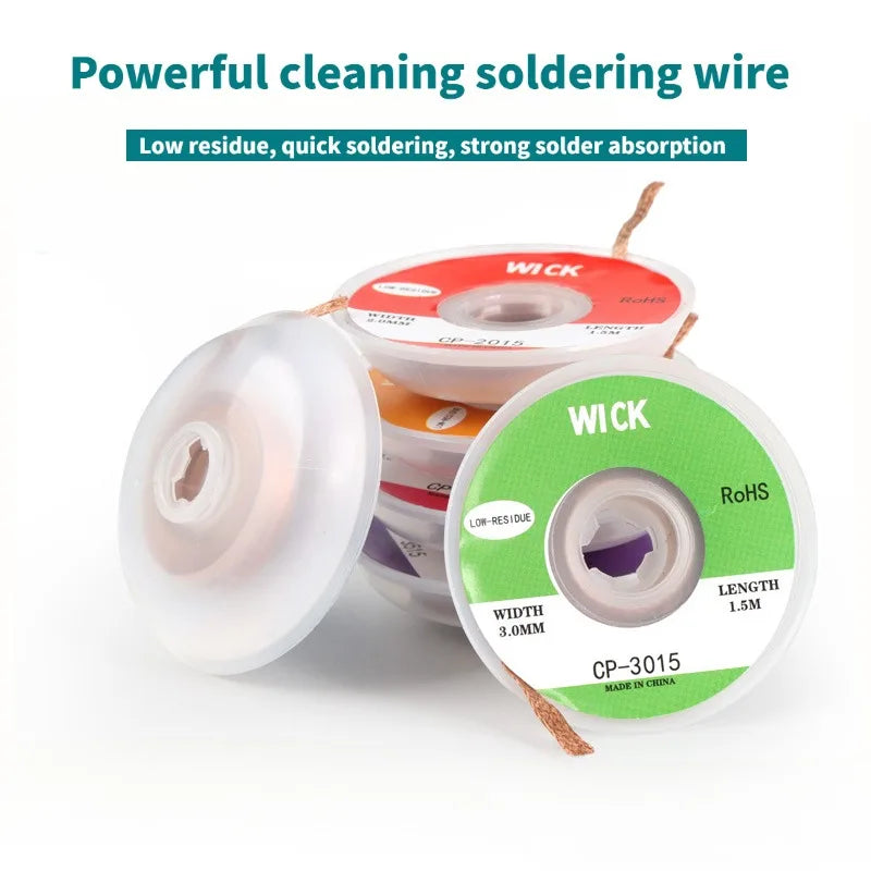 10PCS Strong Desoldering Braid Welding Solder Remover Wick for PCB Cleaning 1.5/3m Length 1.0-4.0mm Width Wire BGA Repair Tool
