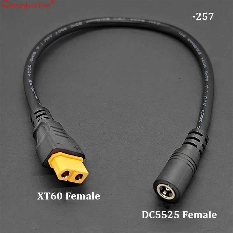 ChengHaoRan 1PC 1.5 M² 30CM Ultra-soft XT60 Plug Male Female Connector to DC 5.5*2.5/5.5*2.1mm M/F Power Cable
