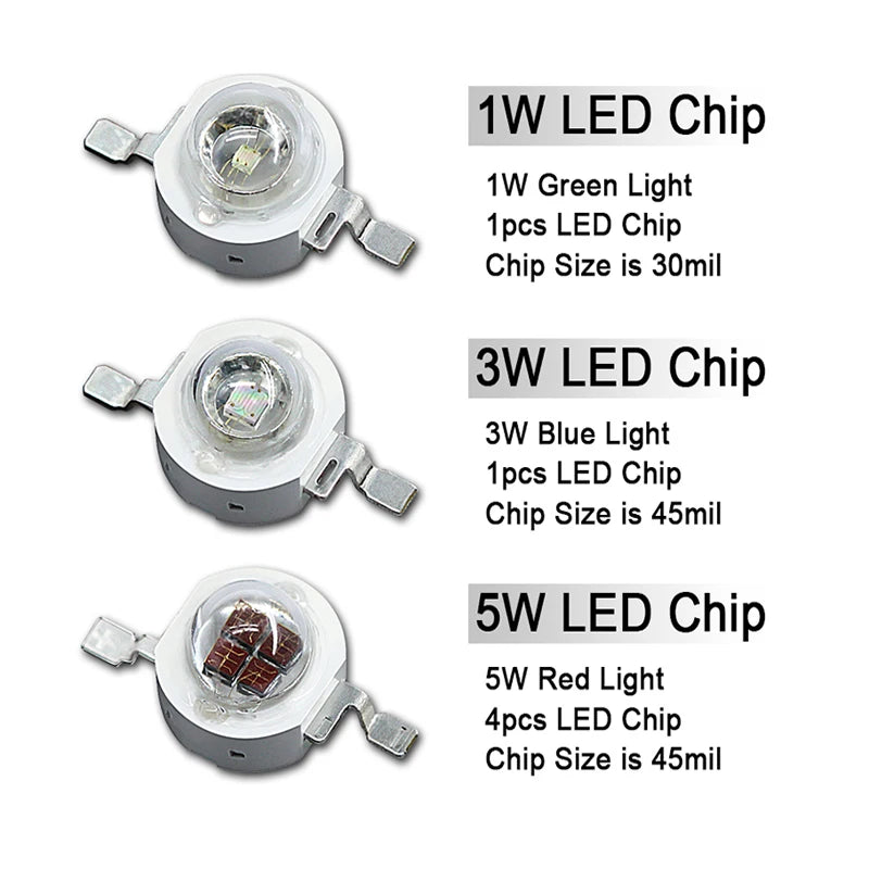 10-100pcs 1W 3W High Power LED Light-Emitting Diode LEDs Chip SMD Warm White Red Green Blue Yellow SpotLight Downlight Lamp Bulb
