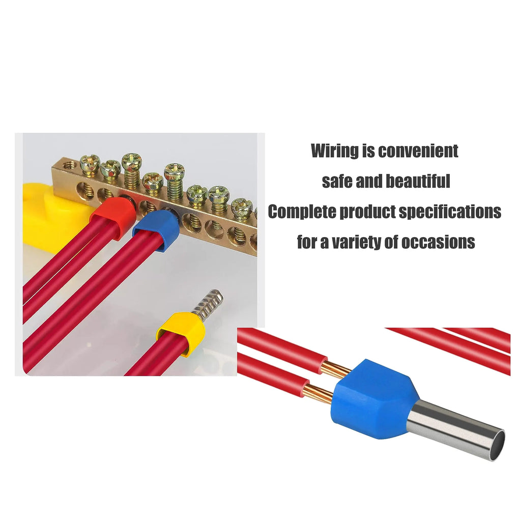 100/700pcs TE Double Wire Tube PVC Insulated Terminal Crimping End Cold Wire Connector Electrical Ferrules Tubular, Double Wire