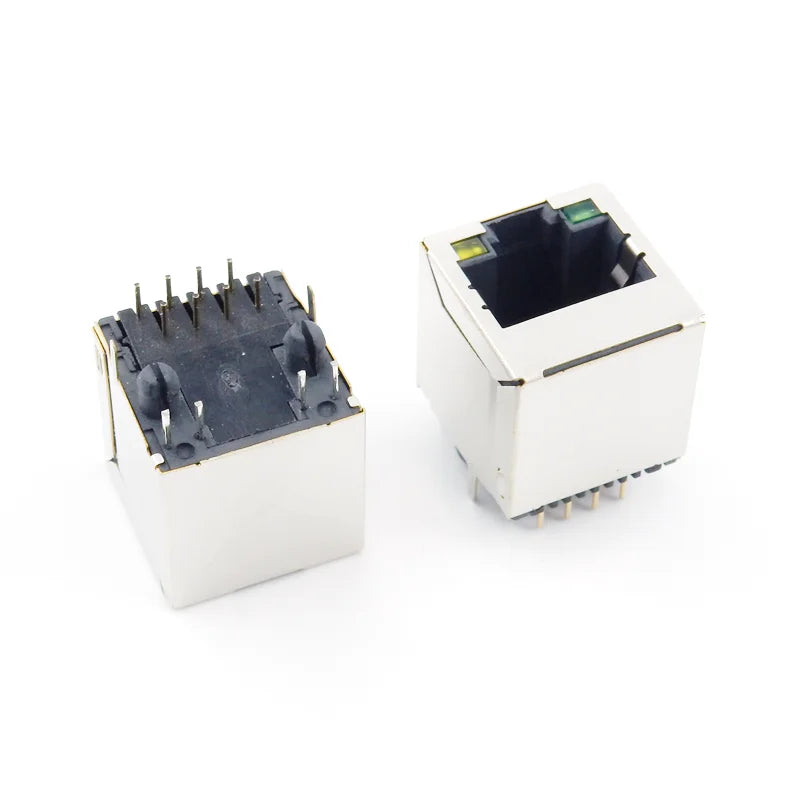 5PCS RJ45 Vertical 180 Degree Network Socket With Shield and Lamp Network Cable Interface 5224-8p8c In-Line Connector