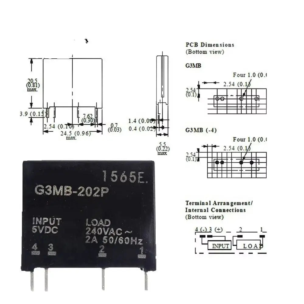 Smart Electronics New Original Solid State Relay G3MB-202P DC-AC PCB SSR In 5VDC,Out 240V  2A