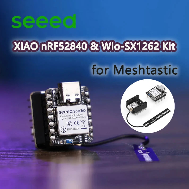 Seeed XIAO NRF52840 & Wio-SX1262 Kit for Meshtastic, LoRa 862-930MHz,868MHz,915MHz, Microcontroller Bluetooth, Integrated Antenn