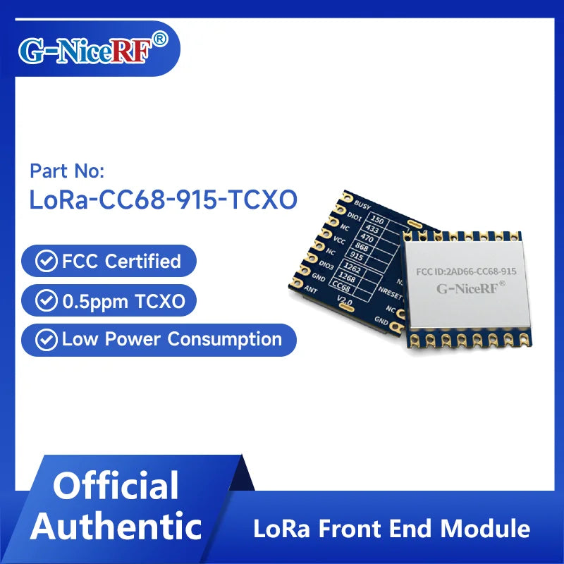G-NiceRF | 2 PCS LoRa-CC68-TCXO FCC /CE Certified LLCC68 LoRa Wireless Transceiver Module With TCXO For Stable Communication