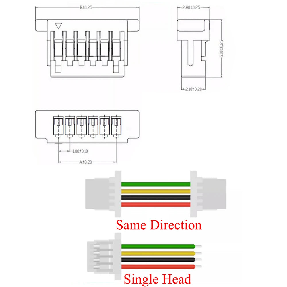 10/20Pcs JST SH1.0 SH 1.0mm Wire Cable Connector 2/3/4/5/6/7/8Pin Terminal Plug Electronic Line 28AWG 10cm Single/Double Head