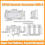 (10PCS) CSTCE8M00G55-R0 CSTCE10M CSTCE12M CSTCE16M0V53-R0 CSTCE20M  3213 MuRata CSTCE Ceramic Resonator SMD-3 15PF 33PF 3.2X1.3