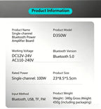 Woopker D350W HIFI Bass Power Amplifier 100W Bluetooth/USB/TF/FM Amplifier board Dual Mic AD/DC Digital Amplifier Board for home
