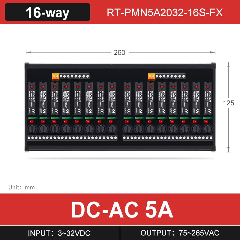 ENMG PLC Interface Module RT- PMN - Solid State Relay (SSR) Module for DC-Controlled AC Loads, DC Power Operated Flame Retardant
