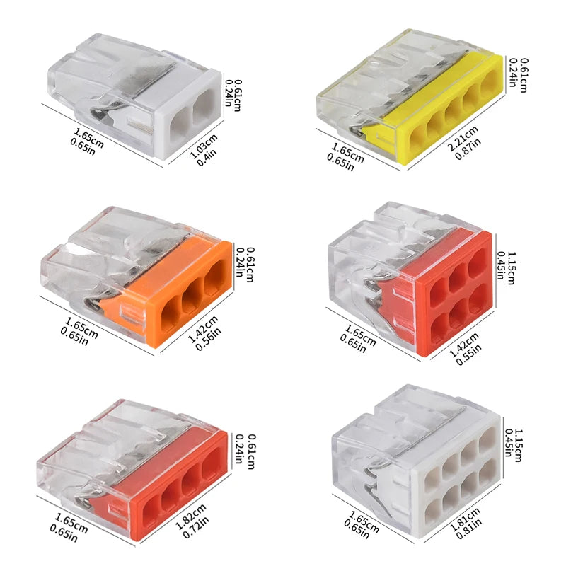 50Pcs Mini Quick Push in Connectors Hard Stainless Easy Electrical Splicing Terminal Blocks 2 3 4 5 6 8 Ports