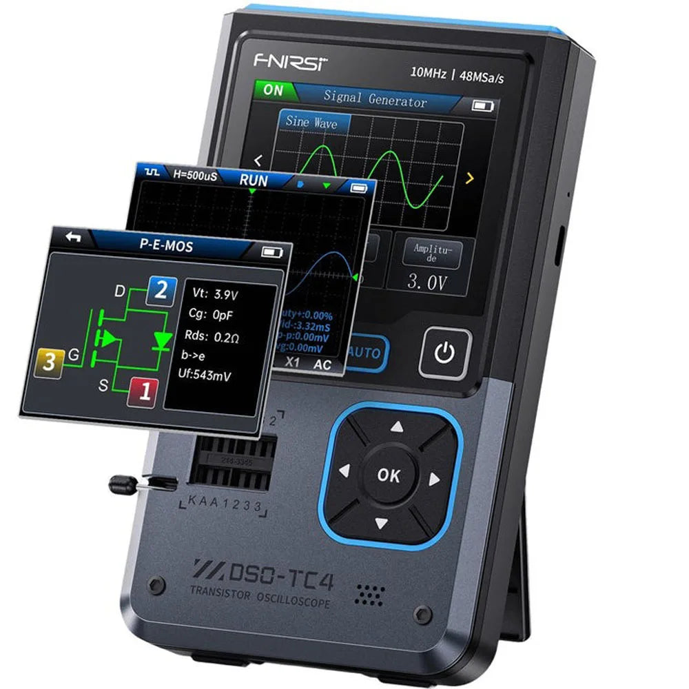 FNIRSI®DSO-TC4 3-IN-1 10MHz 48MSa/s Digital Oscilloscope Transistor Tester, LCR-P1 Multifunction LCR Transistor Capacitor Tester