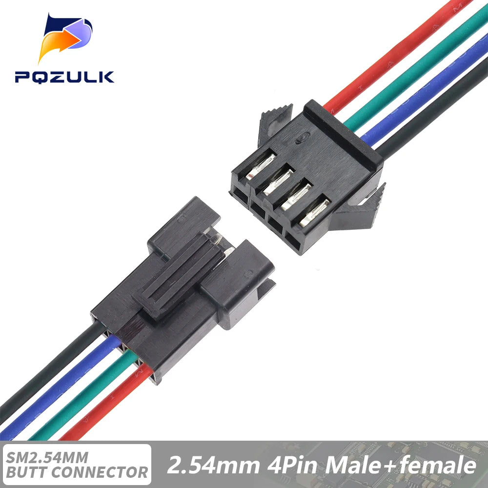 5PCS JST SM 2/3/4/5/6Pins 2.54MM Plug Male to Female Wire Connector Cable Pigtail Plug LED Connecting line 20cm Long