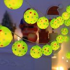 Luminous Xmas Bauble Fairy String Lights, Multipattern Printed Christmas Ball LED Garland, Whimsical Neon Tone Festive Lighting