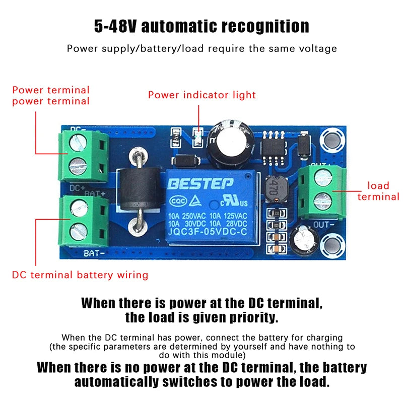 New【YX850 Power Failure Automatic Switching Standby Lithium Battery Module DC 5V-48V Universal Emergency Converter Module】
