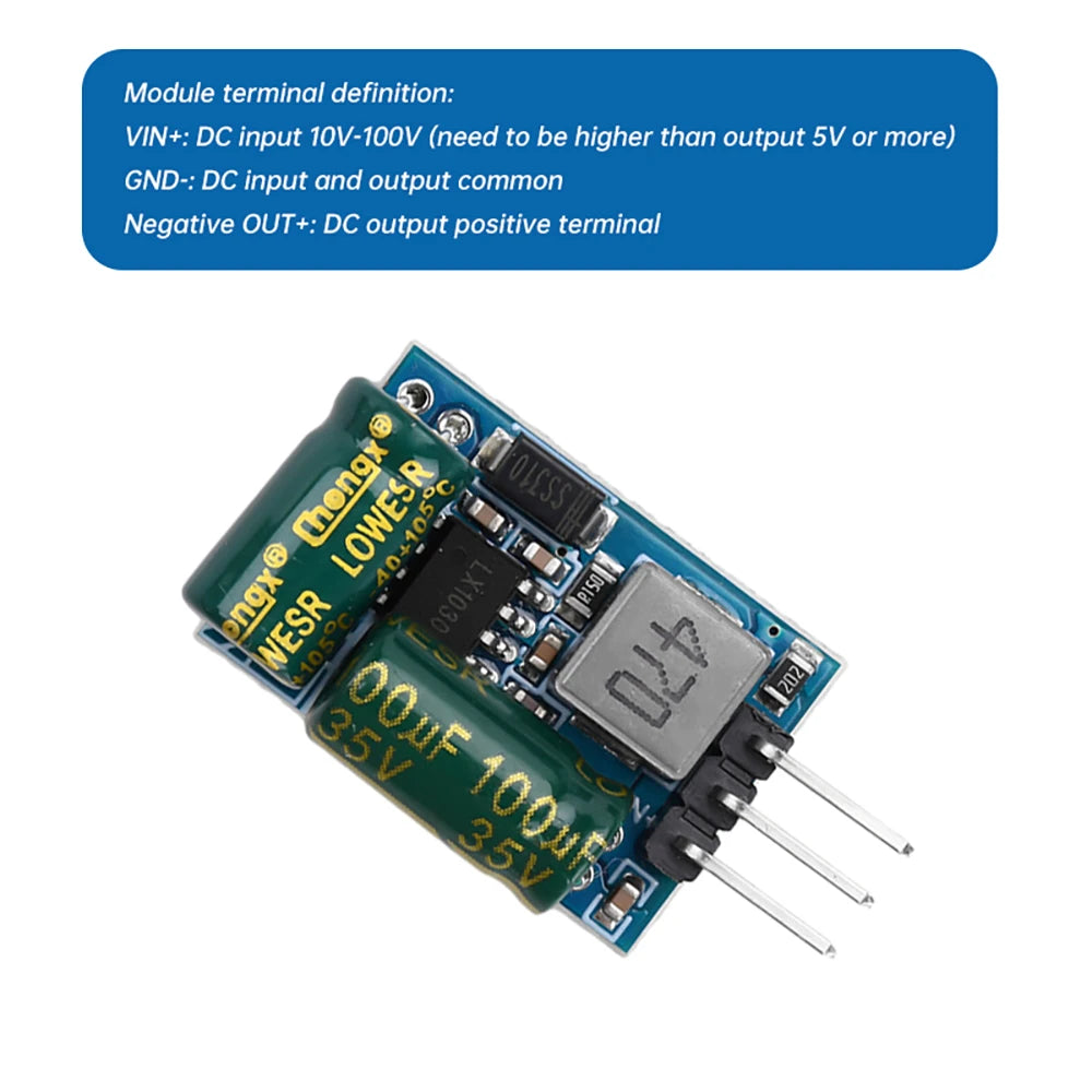 DC10-100V Step Down Power Module 24V 36V 48V 60V 72V to 3.3V 5V Buck Converter High Current 1A High Voltage Resistance