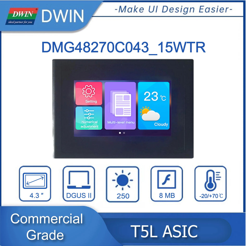 DWIN 4.3/7.0/10.1 DGUS2 Commercial Grade  HMI LCD Display Resistive Touch Screen With Shell Connect With PLC/Arduino/STM32