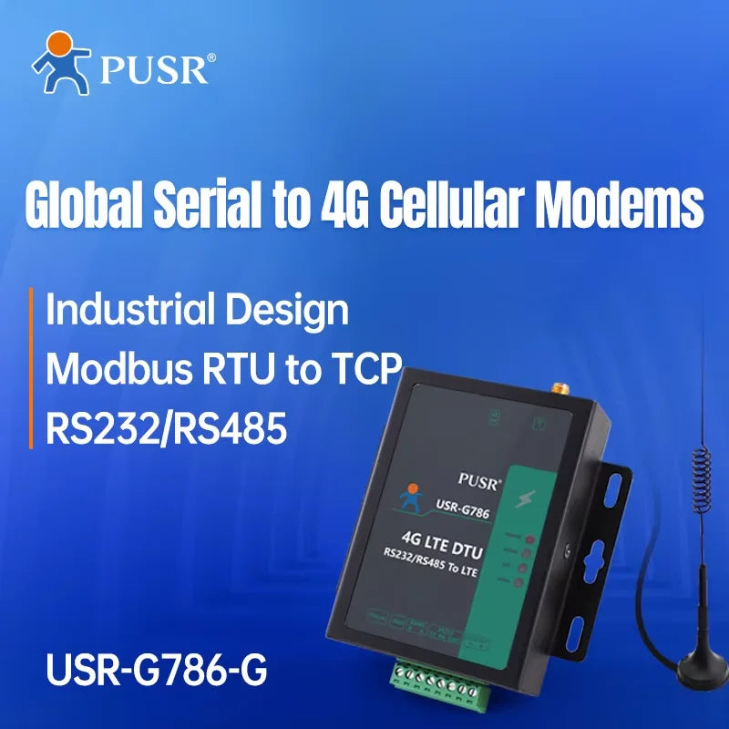 PUSR Industrial RS485 RS232 CAT4 Serial to 4G LTE Cellular Modem WiFi Global Frequency Modbus RTU to TCP USR-G786-G