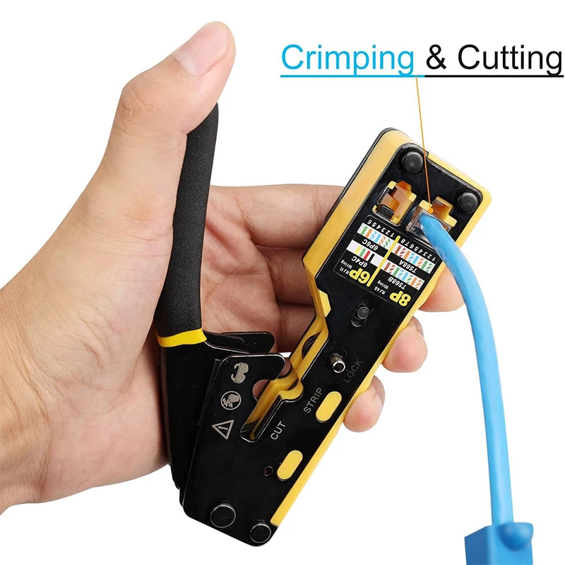 RJ45 CAT7 CAT6A Crimping Tool Connector for Cat7/6a/6/5e Network Connector Wire Cutter Wire Stripper Ethernet Crimper