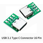 10Pcs 16 Pin Test PCB Board TYPE C USB 3.1 Type C Connector  Plate Adapter Socket For Data Line Wire Cable Transfer