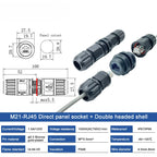 Waterproof RJ45 Ethernet Connector M21 RJ45 Communication Socket Through Wall Installation 8P8C Straight Through Network Plug