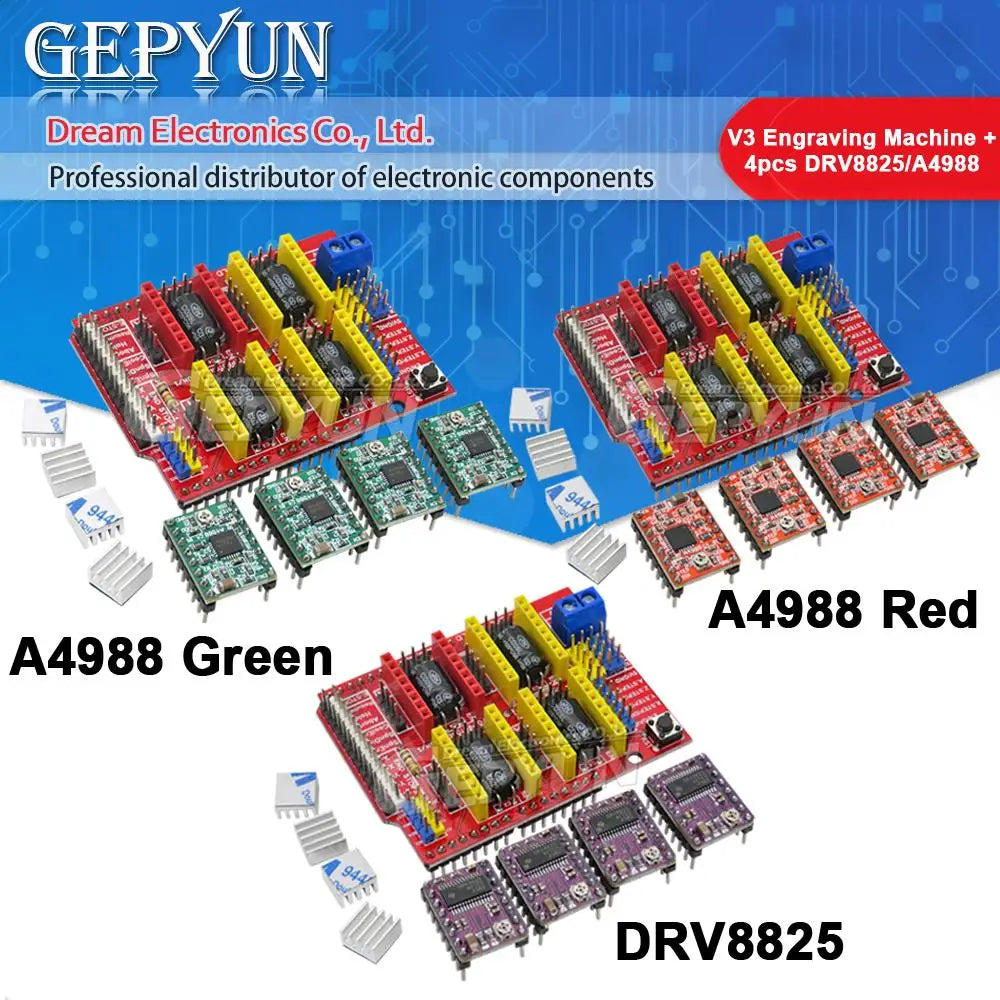 1set CNC shield V3 Engraving machine / 3D Printer / + 4pcs DRV8825 / 4pcs A4988 Driver expansion board for arduino