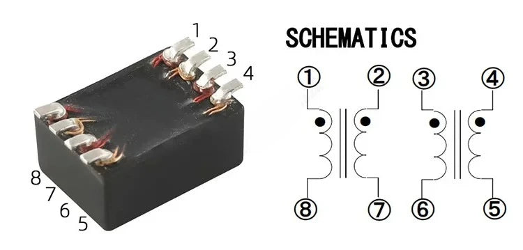 2×27UH 1A 4 Wire SMD Common Mode Choke High Frequency EMI Filter Coil For Switching Power Supply Signal Filter