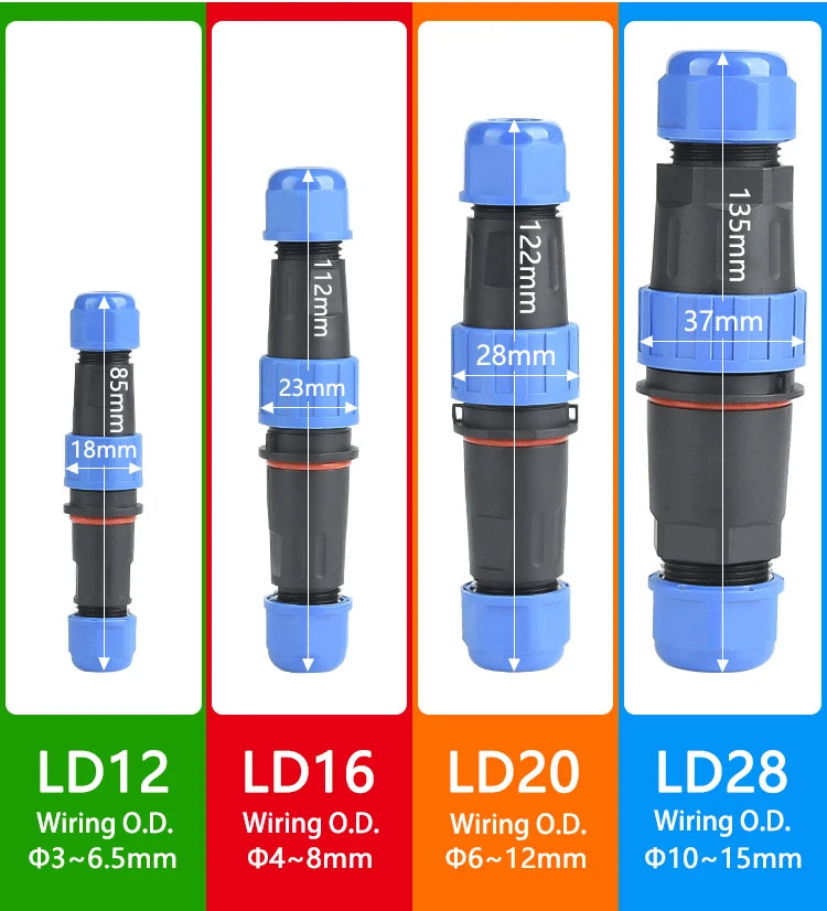 IP68 Waterproof Male Female Electrical Connector LD Series2/3/4/5/6/7/9-Pin Panel-Mount Screw Wire Cable Aviation Plug Connector