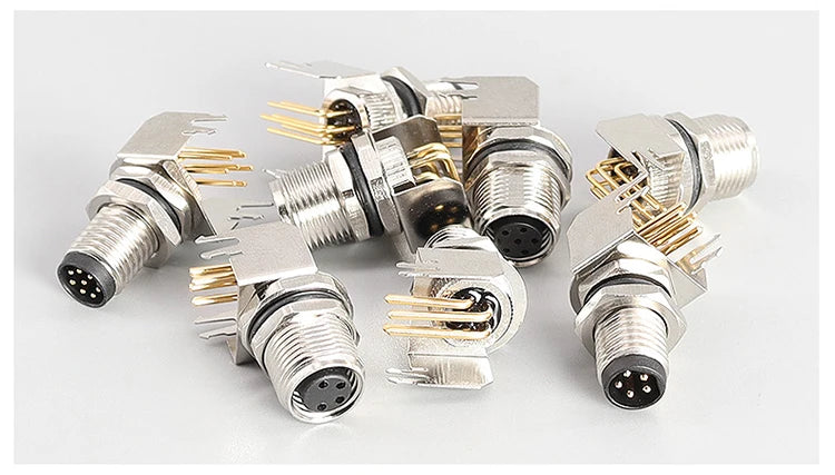 5/10 PCS M8 Male/Female Curved Straight Jack Socket 3 4 5 6 8 Pin Solder IP67/68 Waterproof PCB Panel Connector