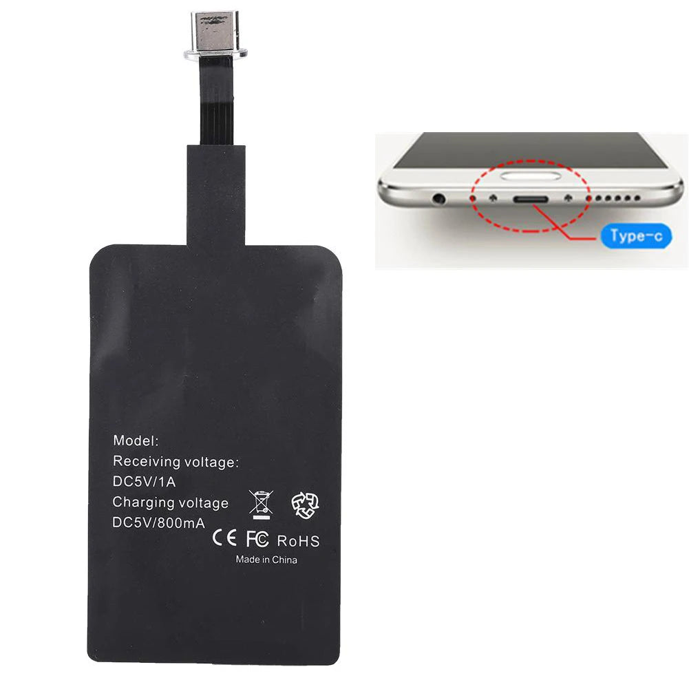 Wireless Charging Receiver Type C Fast Wire Less Charger Self Adhesive Sticker Charging Receiver for Mobile Phone Android Device