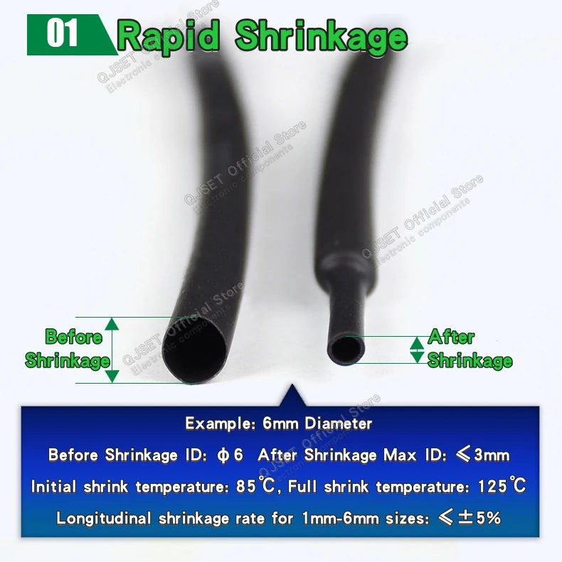 1M/5M Black Heat Shrink Tubing Insulation Sleeve Wire Protective Cover Cable Data Cable Repair Heat Shrink Sleeve 1 2 3 4 5-50mm