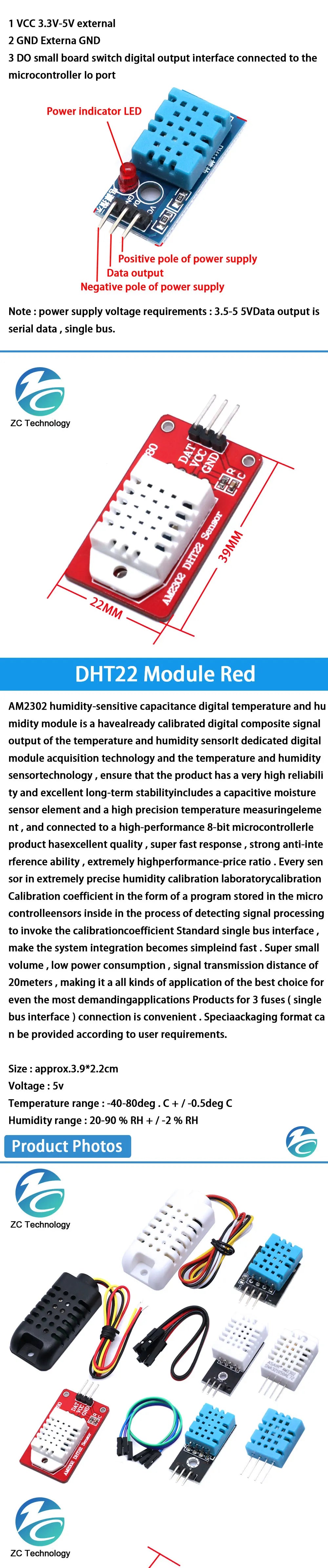 DHT11 DHT22 AM2302B AM2301 AM2320 Digital Temperature and Humidity Sensor AM2302 Temperature and Humidity Sensor For Arduino