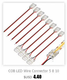 COB LED Wire Connector 5 8 10mm Connection Solderless Mini Buckle FCOB RGB CCT LED Strip Lights 2 3 4 Pin Connector With Wire