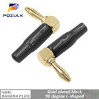 1PCS 4mm L-shaped Right Angle Banana Plug Soft Plastic Shell 90 Degree Banana Connector Red Black for Audio Video Speaker