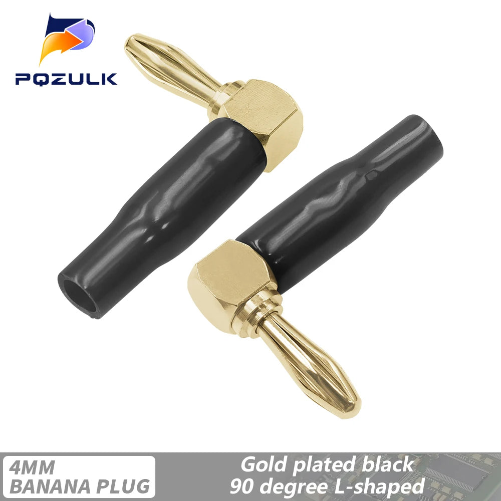 1PCS 4mm L-shaped Right Angle Banana Plug Soft Plastic Shell 90 Degree Banana Connector Red Black for Audio Video Speaker