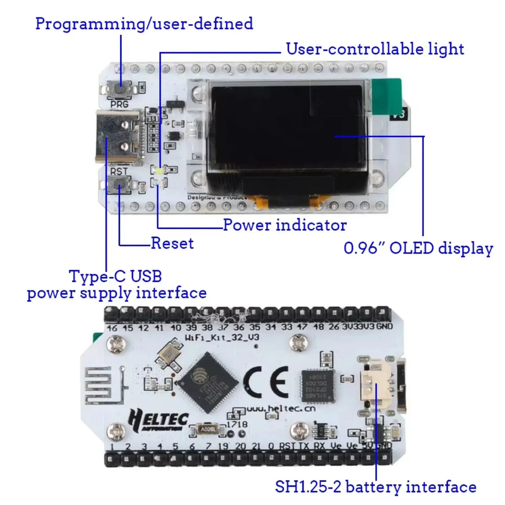 DIYmall WiFi Kit 32 (V3) ESP32 Development Board with 0.96" OLED Screen, CP2102 for Arduino IoT Smart Home
