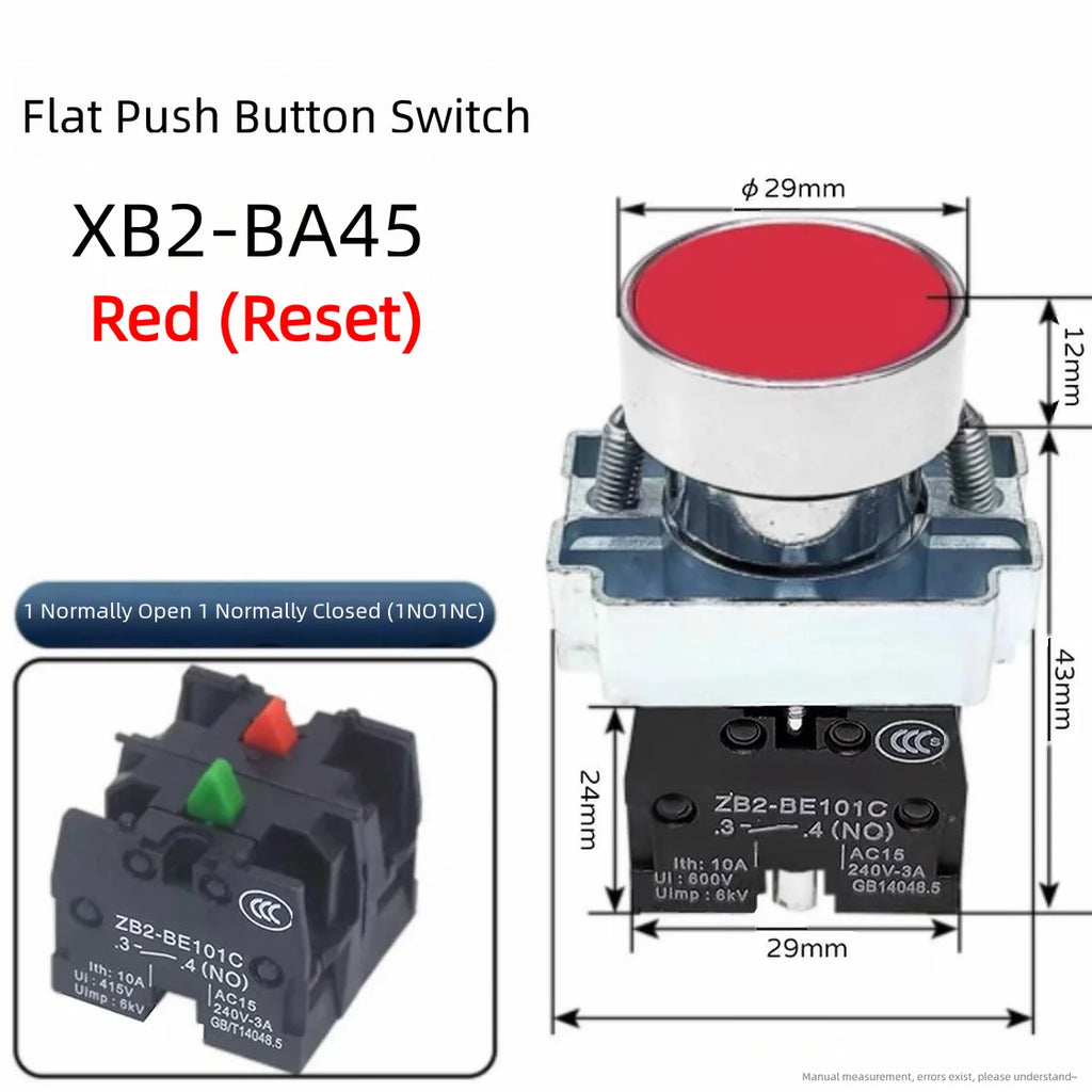 XB2 button switch metal emergency stop reset rotating mushroom head jog power start stop