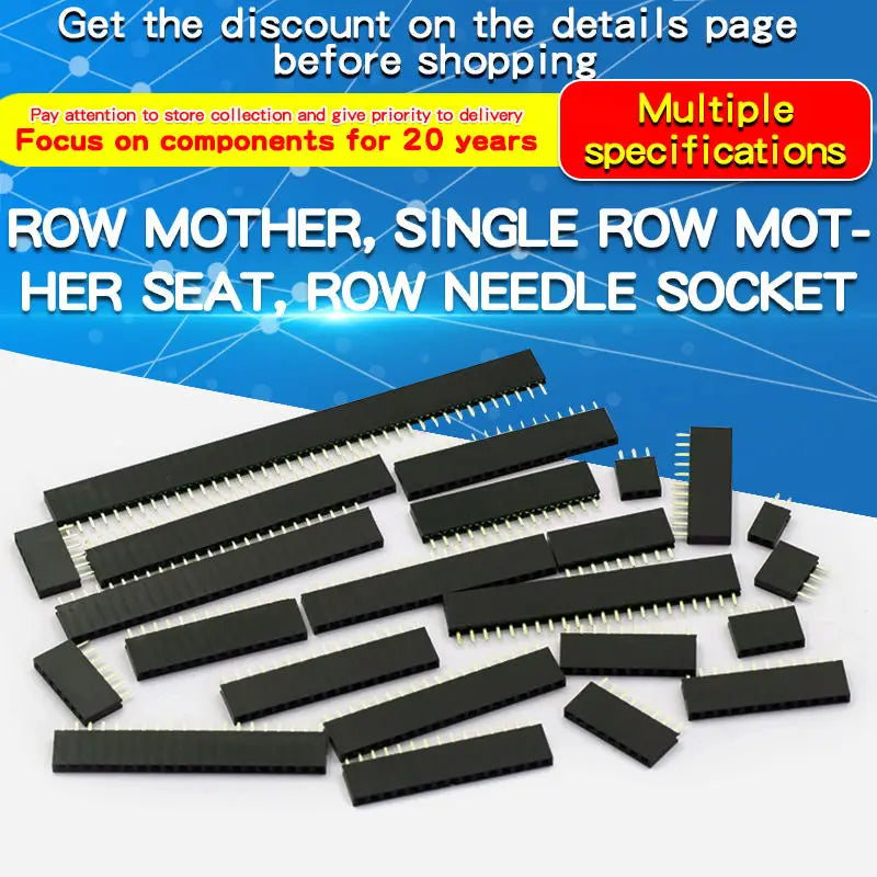 10PCS 2.54mm Pitch Single Row Female 2~13P PCB Socket Board Pin Header Connector Strip Pin Header