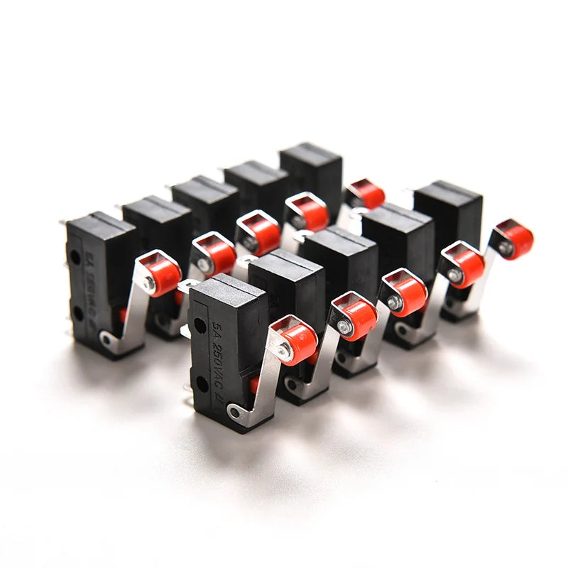 [New] 10Pcs Micro Roller Lever Arm Open Close Limit Switch KW12-3 PCB Microswitch