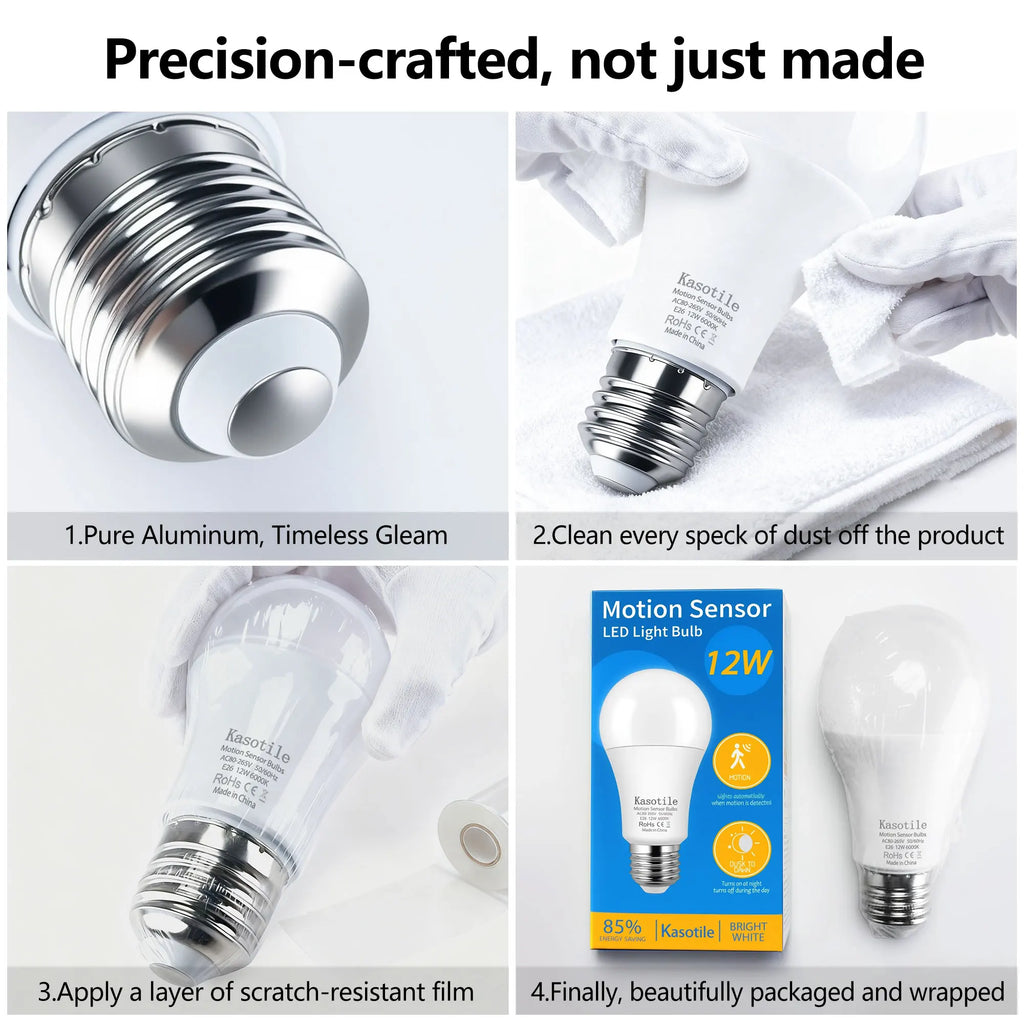 5/10 PACK 9W 12W Motion Sensor LED Bulbs E27 AC 80-265V Auto Dusk ON Dawn OFF Cold Warm Light for Garden Porch Outdoor Lighting