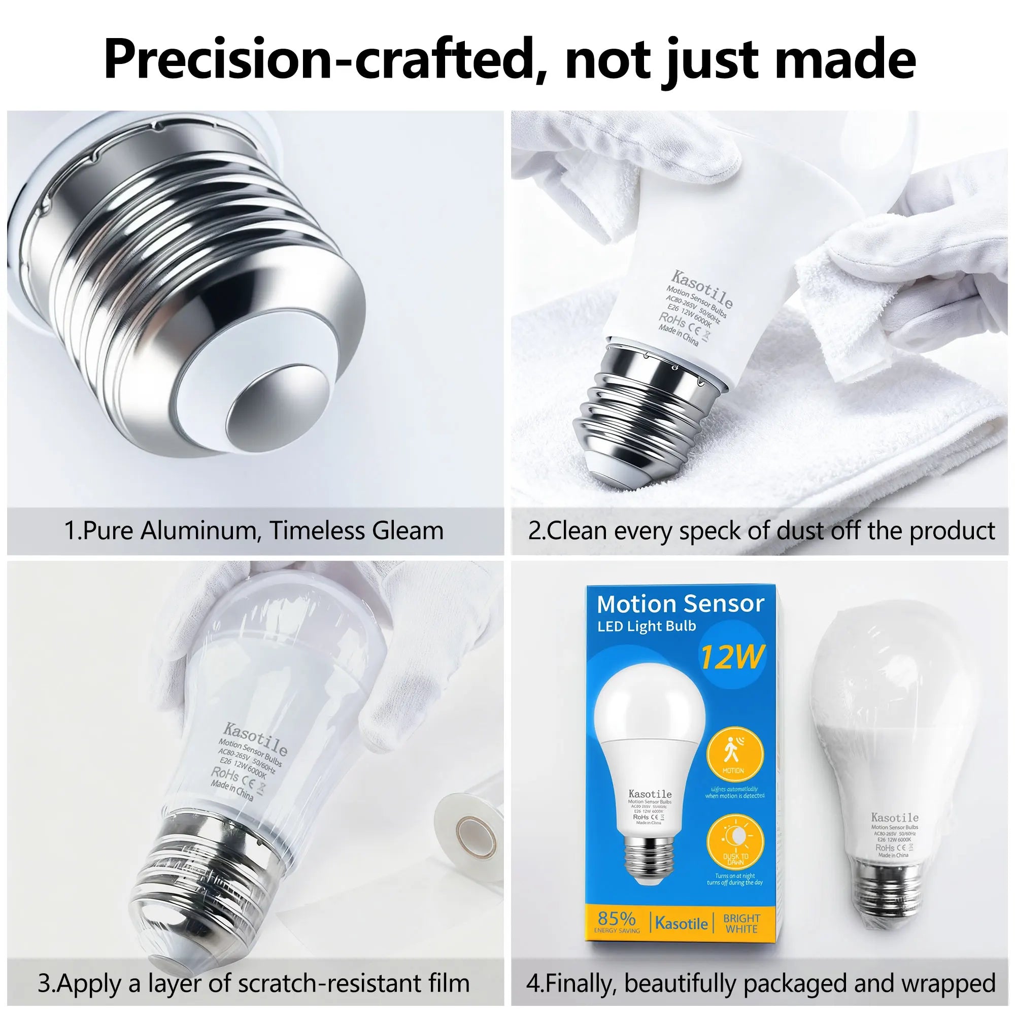 5/10 PACK 9W 12W Motion Sensor LED Bulbs E27 AC 80-265V Auto Dusk ON Dawn OFF Cold Warm Light for Garden Porch Outdoor Lighting