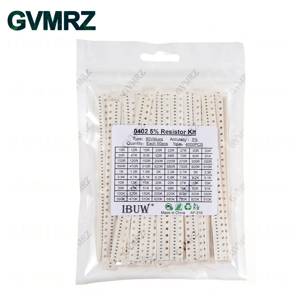 0201 0402 0603 0805 1206 1% 5% SMD Resistor Assorted Kit 1R-1M 10K 100K 1K 100R Resistance Set DIY