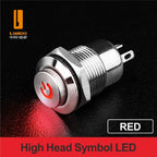 LANBOO 12mm Economy Mini Metal Push Button Switch 1NO Ring/Power Illumination Momentary or Latching