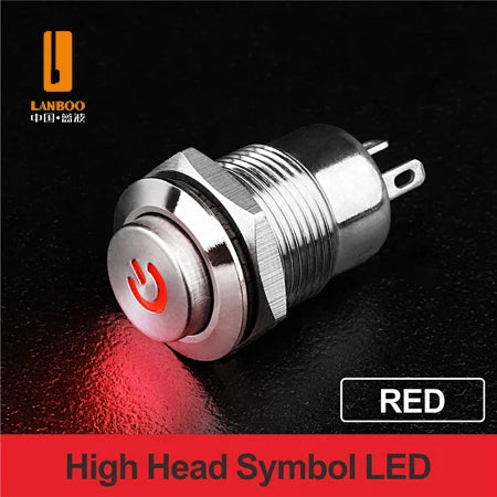 LANBOO 12mm Economy Mini Metal Push Button Switch 1NO Ring/Power Illumination Momentary or Latching
