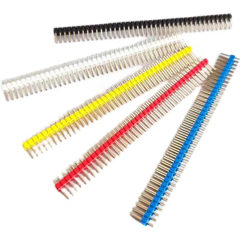 50pcs 2.54mm Gold/Nickel-plated Copper Pin 2X2/3/4/5/6/7/8/10/15/20/40Pin Colorful PCB Board Spacer Male Pin Header Long 11.5mm